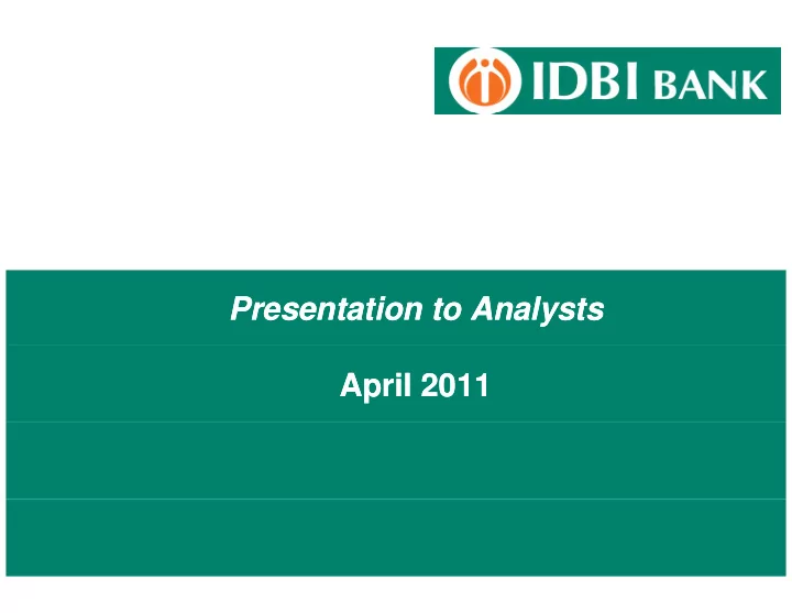 presentation to analysts presentation to analysts april