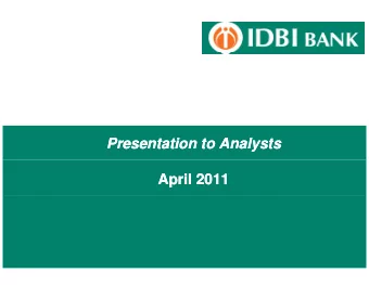 Presentation to Analysts  Presentation to Analysts  April 2011  April 2011  Genesis  Genesis