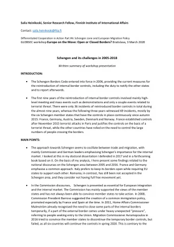 rules of the Schengen Borders Code, and the EU institutions have been unable to agree on  the new