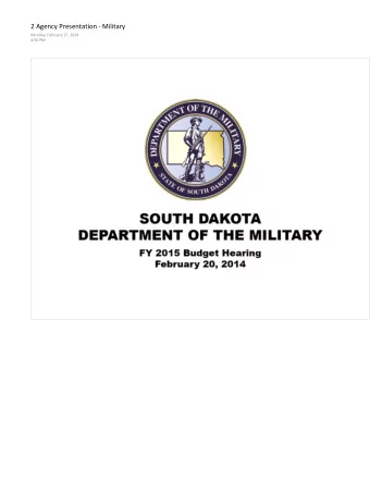 Agenda  FY2015 Budget Overview  ----;;.a:=:-   AGO Budget  Army Guard Budget  Air Guard