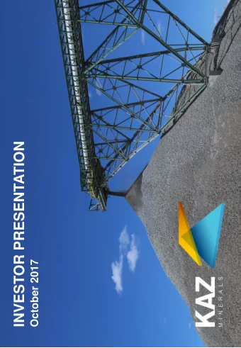 INVESTOR PRESENTATION  October 2017  IMPORTANT NOTICE  DISCLAIMER  Certain statements included in