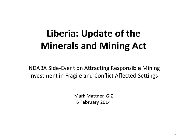 indaba side event on attracting responsible mining