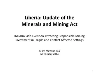 INDABA Side-Event on Attracting Responsible Mining  Investment in Fragile and Conflict Affected