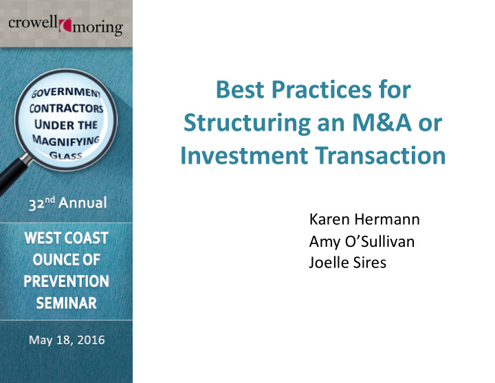 best practices for structuring an m a or investment