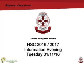 HSC 2016 / 2017  Information Evening  Tuesday 01/11/16  HSC DOCUMENTATION  At  the completion of