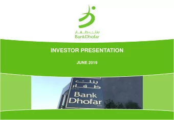 INVESTOR PRESENTATION  JUNE 2019  Disclaimer  THIS PRESENTATION IS NOT FOR PUBLICATION, RELEASE, OR