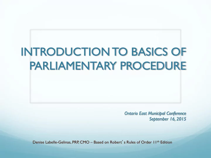 parliamentary procedure