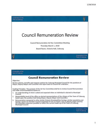 Council Remuneration Review  Council Remuneration Ad Hoc Committee Meeting  Thursday March 1, 2018