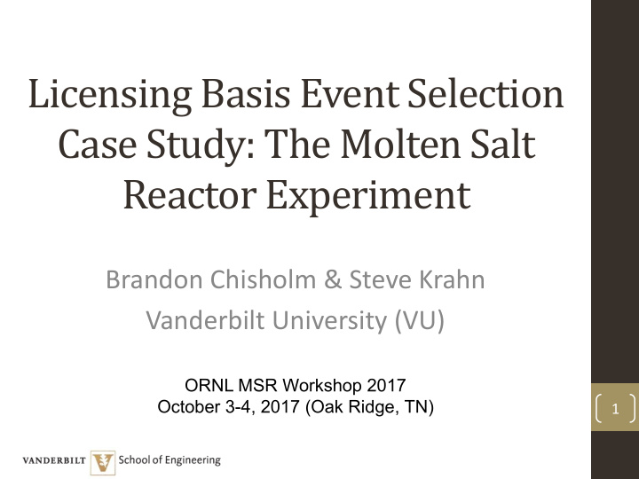 licensing basis event selection case study the molten