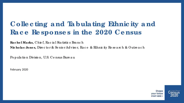 colle c ting and t abulating e thnic ity and r ac e r e
