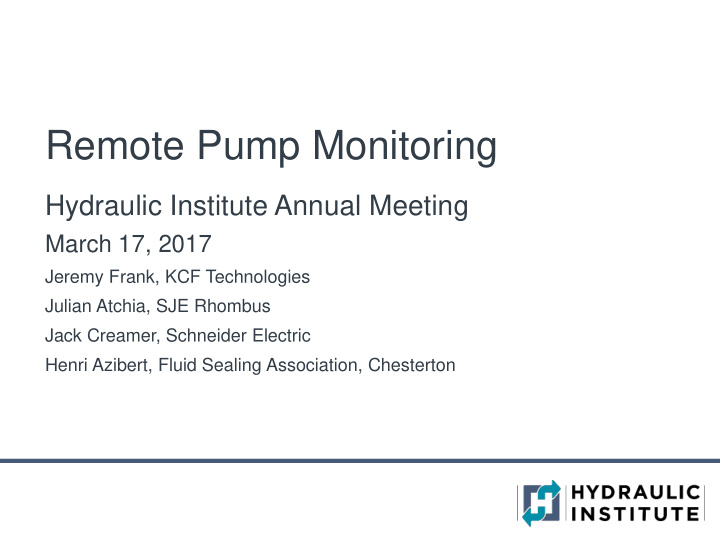 remote pump monitoring