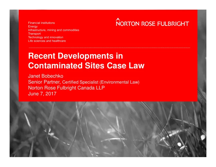 recent developments in contaminated sites case law