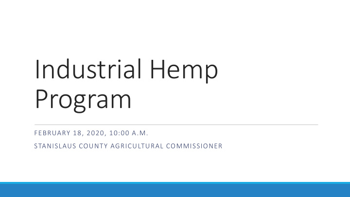 industrial hemp program