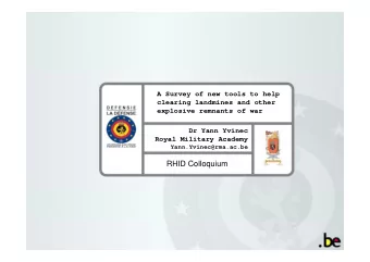 RHID Colloquium  Dual sensors  Dual sensors  AN/PSS-14 (Source: CyTerra)  ALIS  MineHound VMR3
