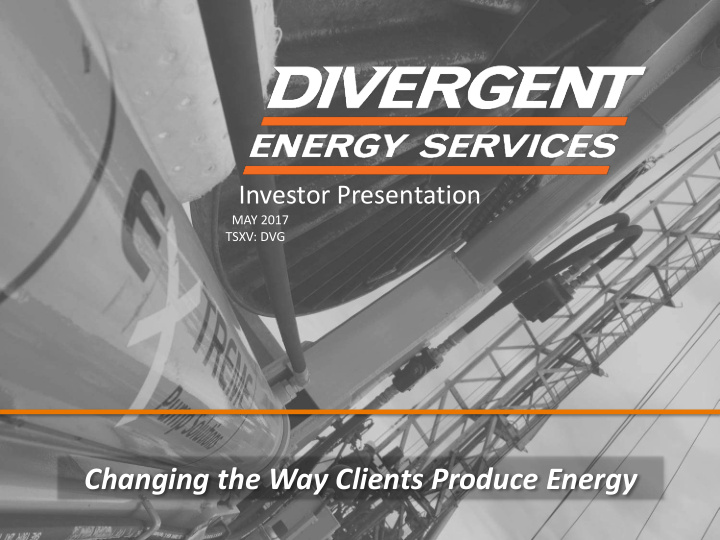 changing the way clients produce energy forward looking