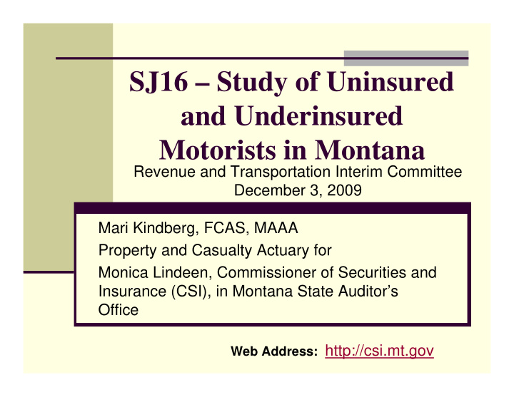 sj16 study of uninsured and underinsured motorists in