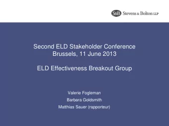 Second ELD Stakeholder Conference  Brussels, 11 June 2013  ELD Effectiveness Breakout Group