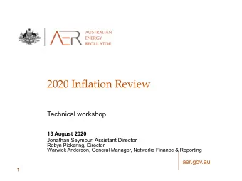 2020 Inflation Review  Technical workshop  13 August 2020  Jonathan Seymour, Assistant Director