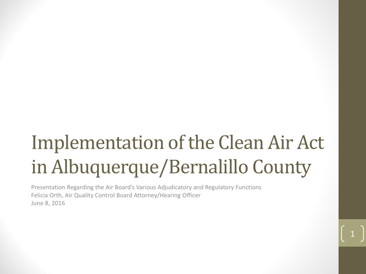 implementation of the clean air act in albuquerque