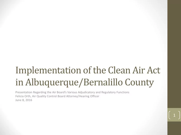 implementation of the clean air act in albuquerque