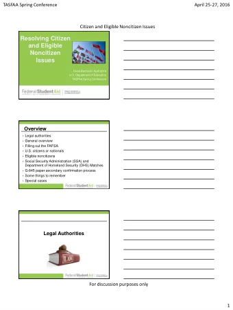 Resolving Citizen  and Eligible  Noncitizen  Issues  David Bartnicki | April 2016  U.S. Department