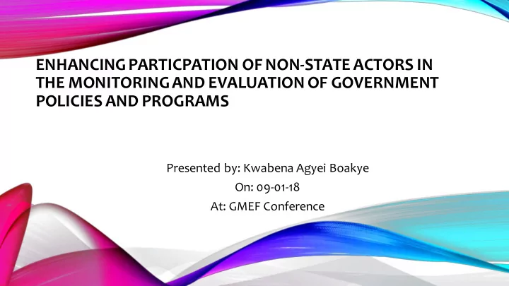 enhancing particpation of non state actors in the