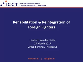 Foreign Fighters  Liesbeth van der Heide  29 March 2017  LIAISE Seminar, The Hague  www.icct.nl