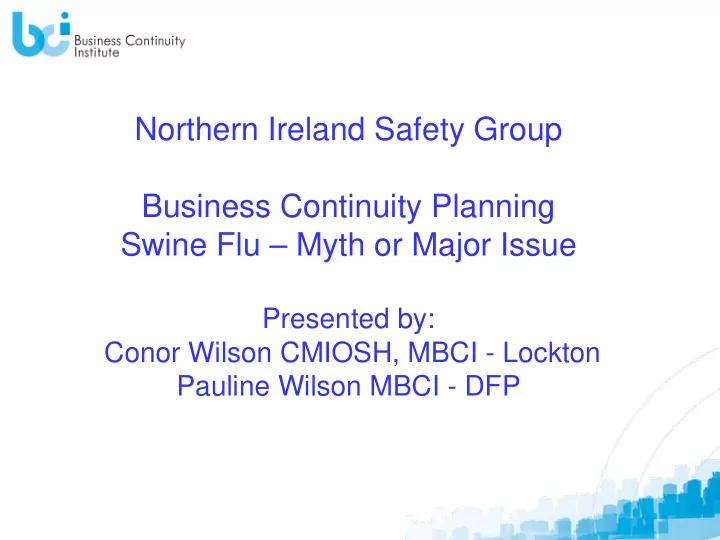 northern ireland safety group business continuity