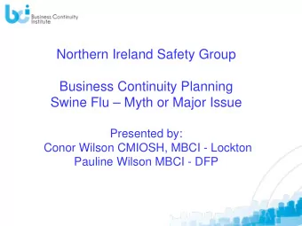 Northern Ireland Safety Group  Business Continuity Planning  Swine Flu  Myth or Major Issue