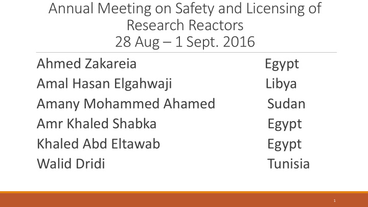 annual meeting on safety and licensing of research