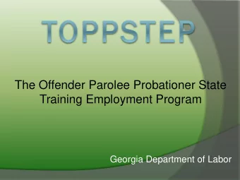 The Offender Parolee Probationer State  Training Employment Program  Georgia Department of Labor