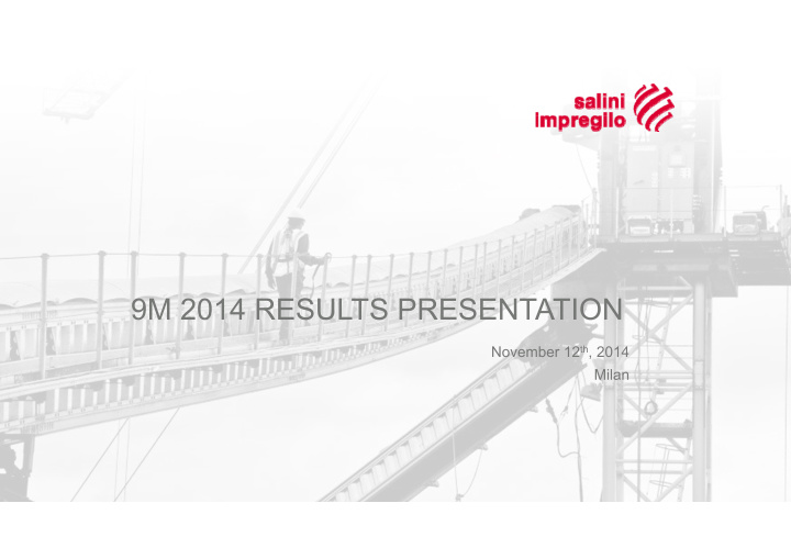 9m 2014 results presentation