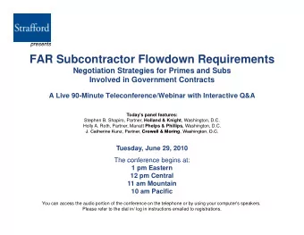 FAR Subcontractor Flowdown Requirements  Negotiation Strategies for Primes and Subs  Negotiation