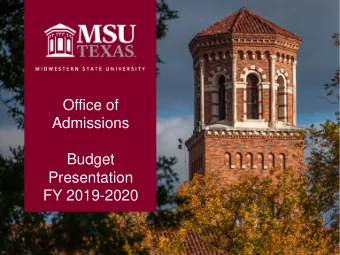 Admissions  Budget  Presentation  FY 2019-2020  Admissions  Account 22940-2940 (Overview)  Category