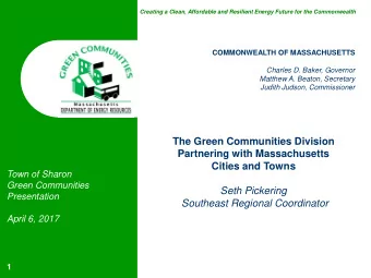 The Green Communities Division  Partnering with Massachusetts  Cities and Towns  Town of Sharon