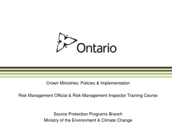 Crown Ministries: Policies &amp; Implementation  Risk Management Official &amp; Risk Management