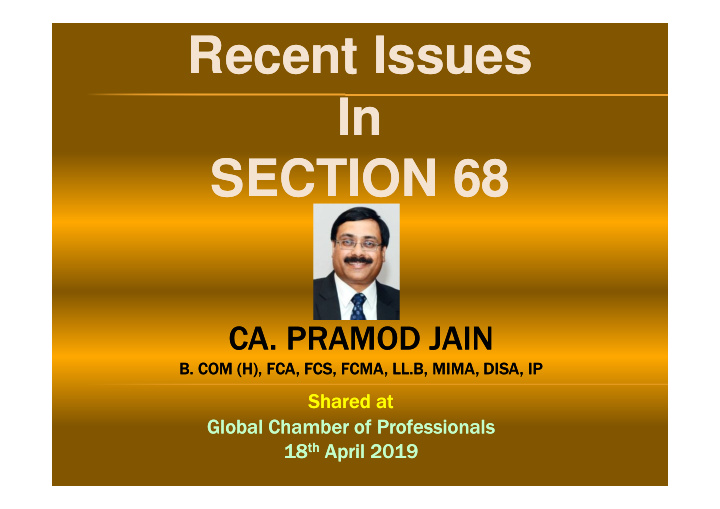 recent issues recent issues in in section 68 section 68