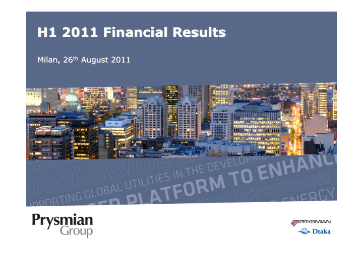 h1 2011 financial results h1 2011 financial results