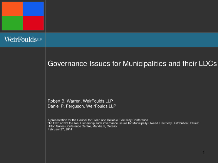 governance issues for municipalities and their ldcs