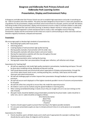 Boxgrove and Kidbrooke Park Primary Schools and Kidbrooke Park Learning Centre  Presentation,