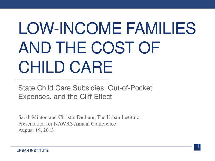 low income families and the cost of child care