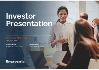 Investor  Presentation  Interim 2020 results  August 2020  Rhona Driggs  Tim Anderson  Chief