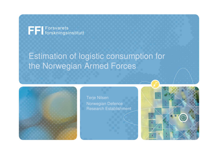 estimation of logistic consumption for the norwegian