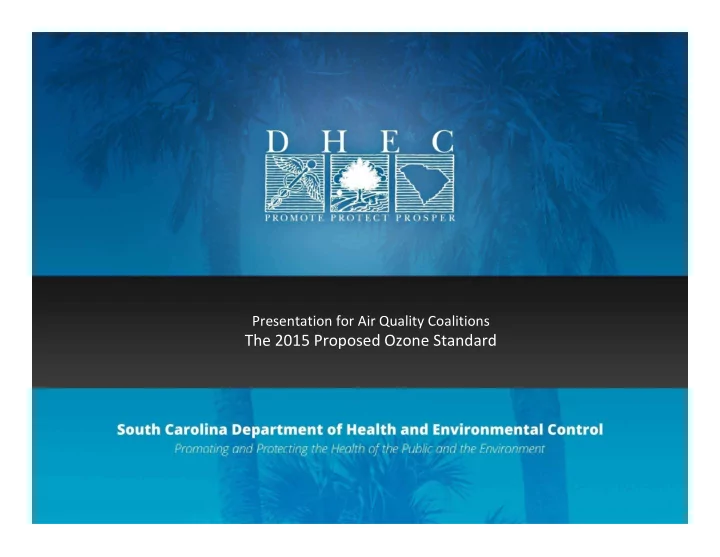 the 2015 proposed ozone standard the ozone naaqs 1 the