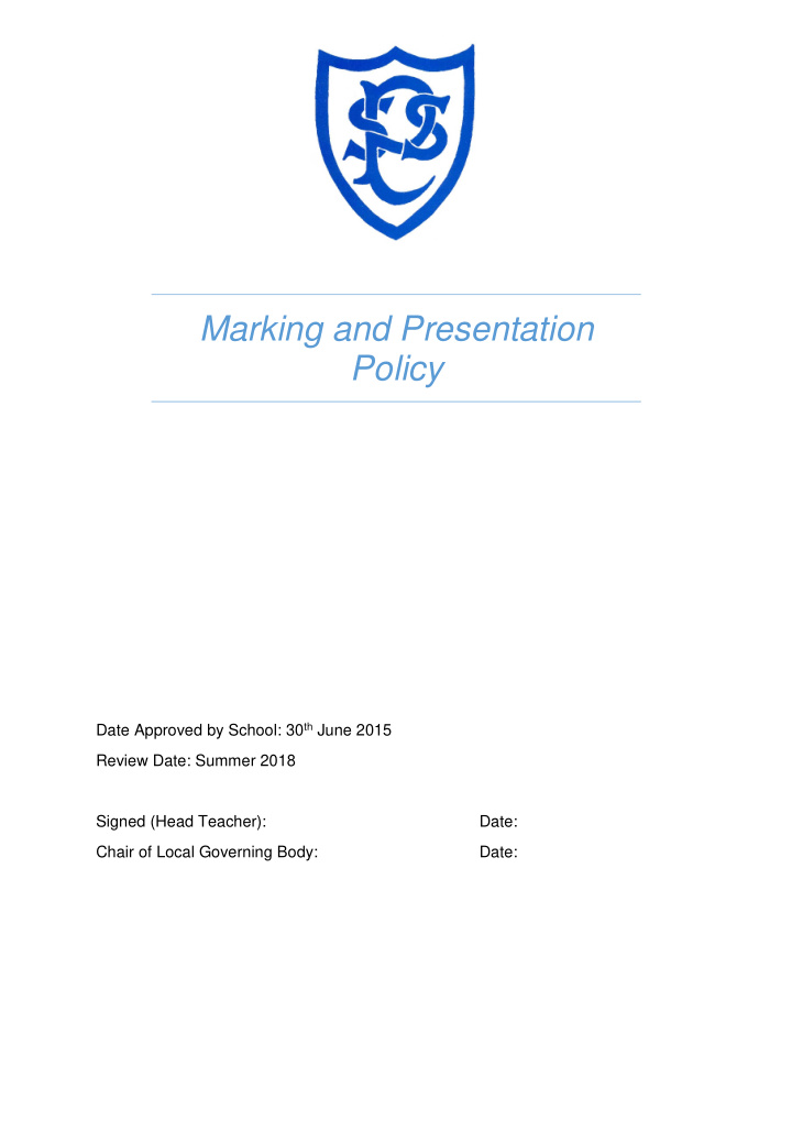 marking and presentation policy