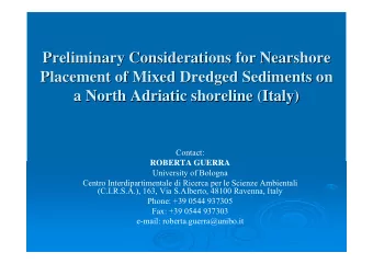 Preliminary Considerations for Nearshore  Preliminary Considerations for Nearshore  Placement of