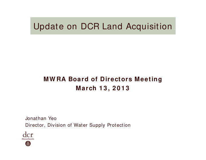 update on dcr land acquisition p q