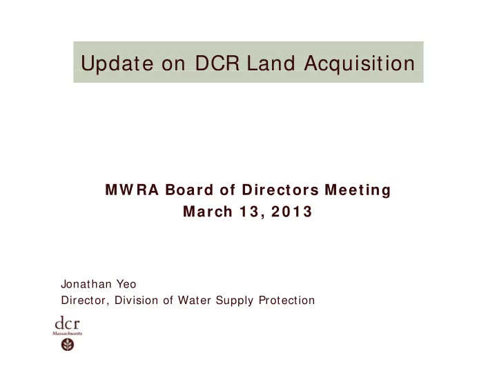 update on dcr land acquisition p q