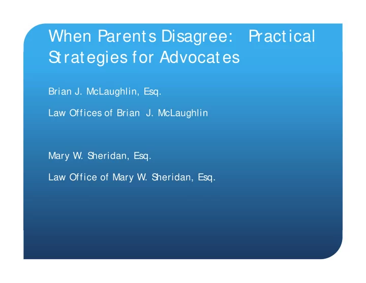when parents disagree practical s s t trategies for