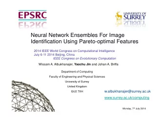 Neural Network Ensembles For Image  Identification Using Pareto-optimal Features  2014 IEEE World